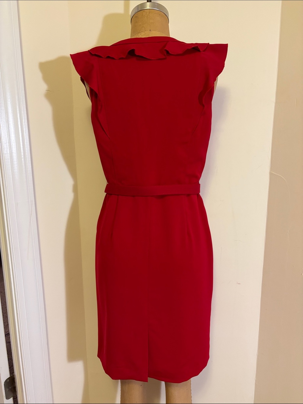 Spense Red Ruffle Belted Dress - Picture 2 of 3